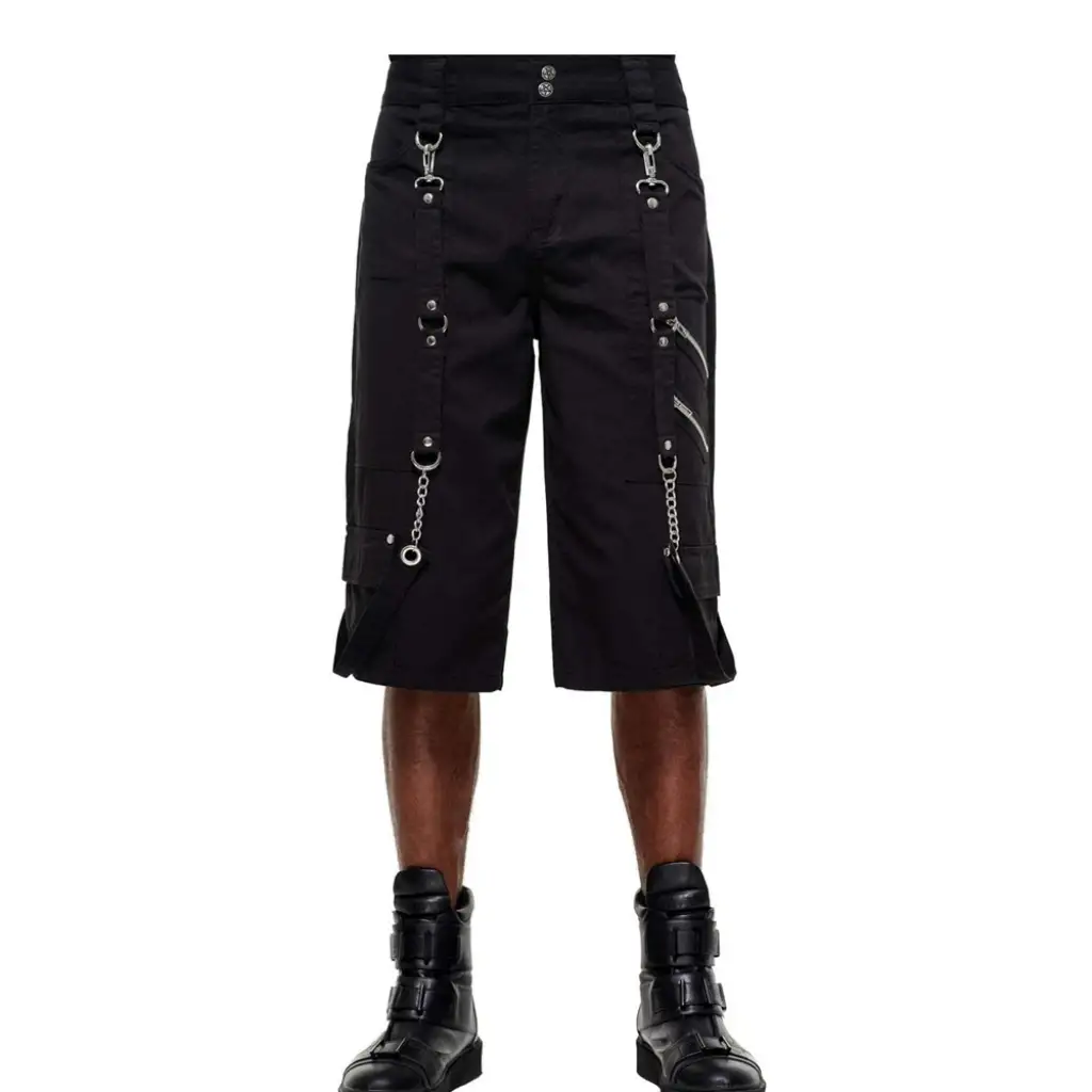 Men's Gothic Bondage Shorts with Zipper Details